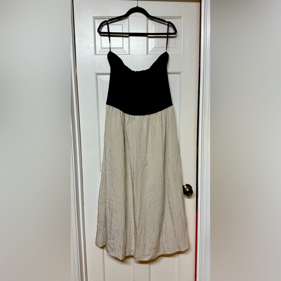 NWT LOFT Black and Cream Strapless Dress - Picture 1 of 4